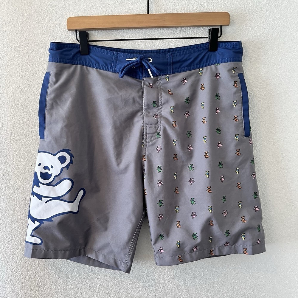 Grateful Dead Sec 119 Men's Shorts Sz 32 Dancing Bear Gray Mesh Lined 7.5 Inseam
